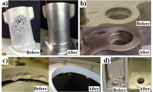 Comparison of metal spraying effects before and after